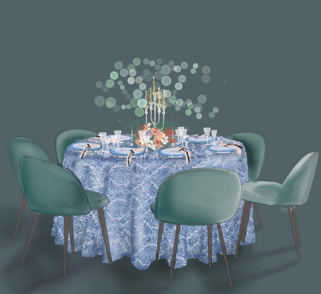 Wedding Guests tablescape illustration