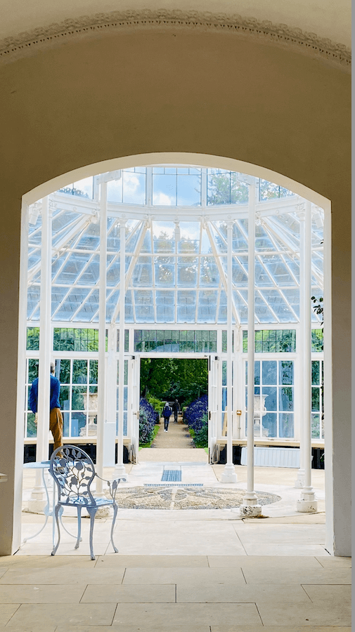Chisiwick house orangery from inside, looking over to the garden
