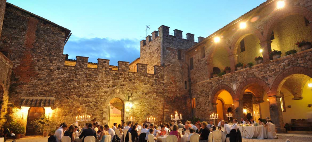 A Summer Italian Castle wedding reception inside Castello Modanella